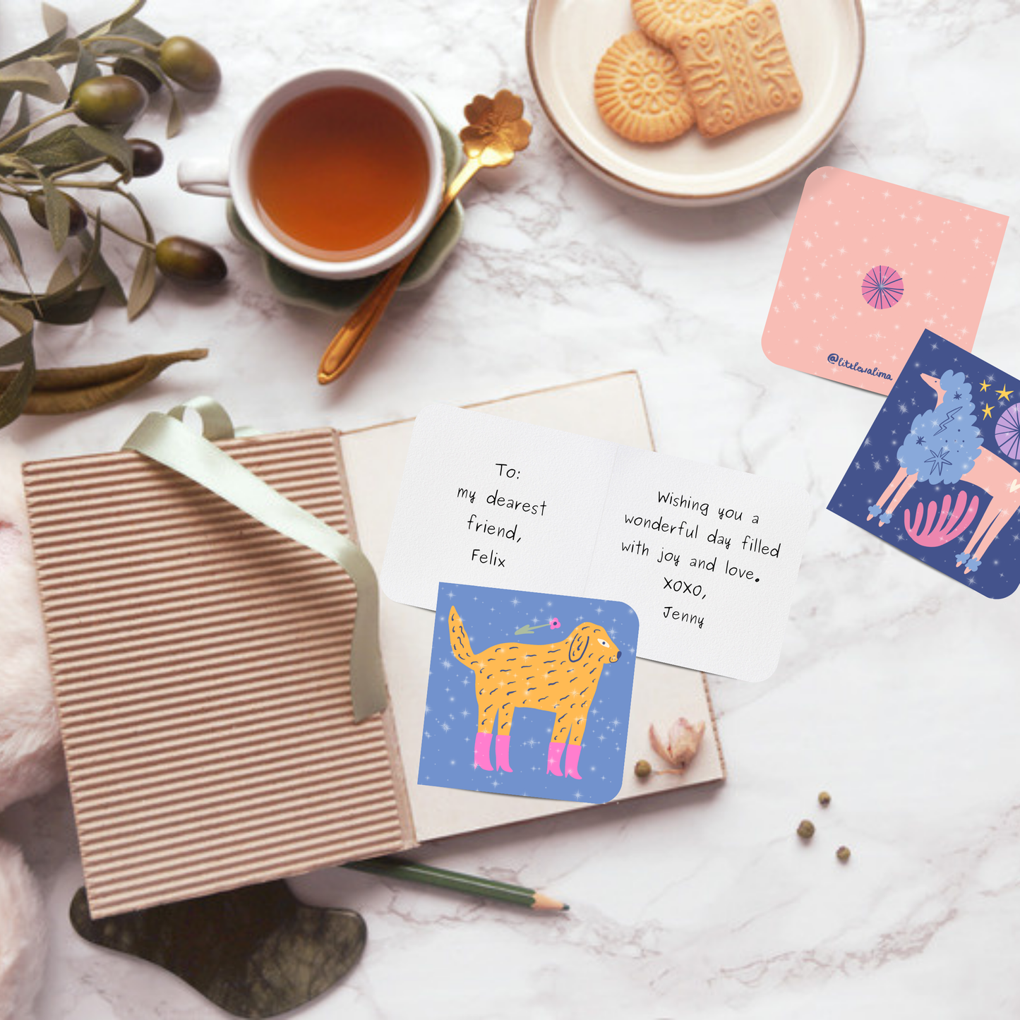 Funky Dog Square Card — Dottie's Garden
