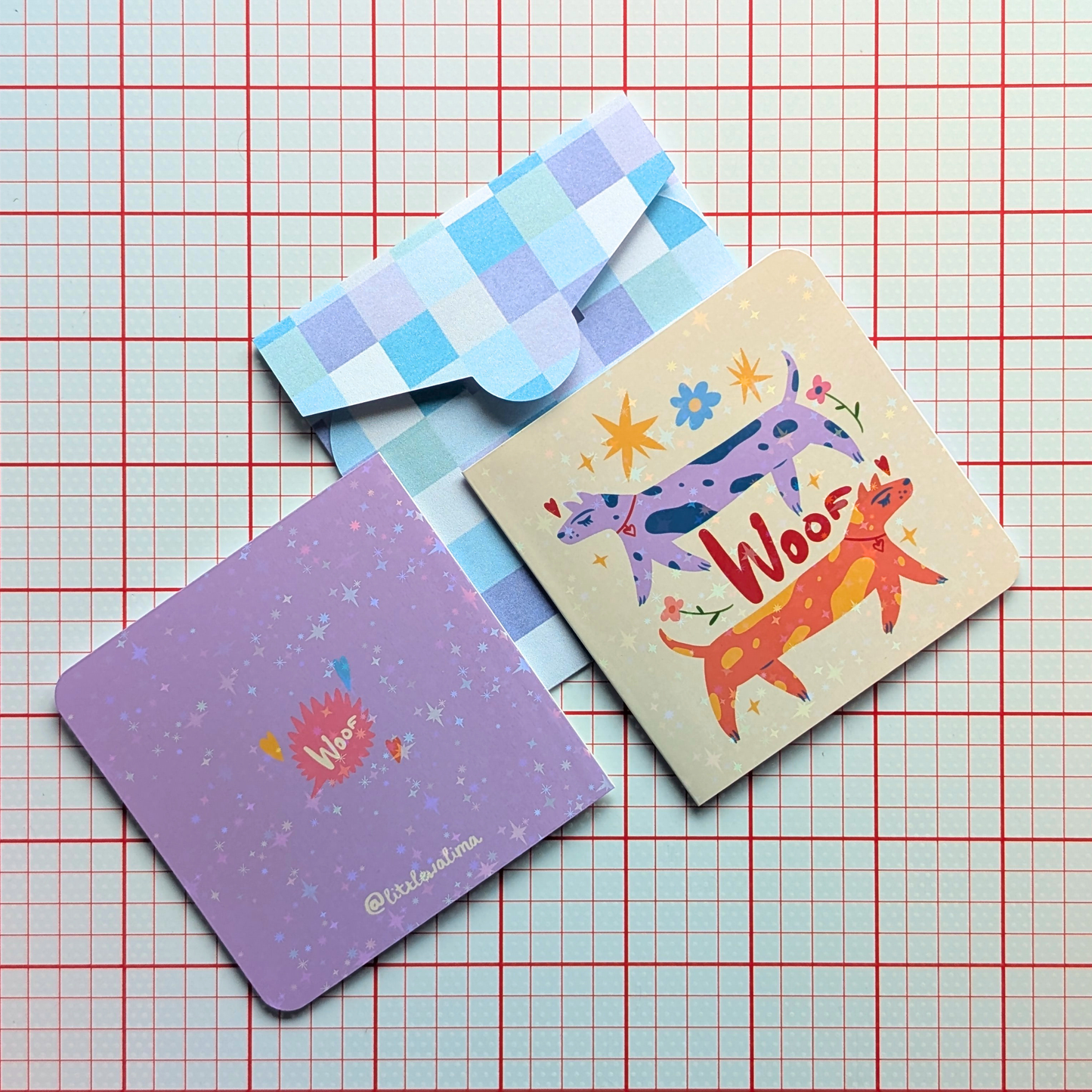 Funky Dog Square Card — Two of a Kind