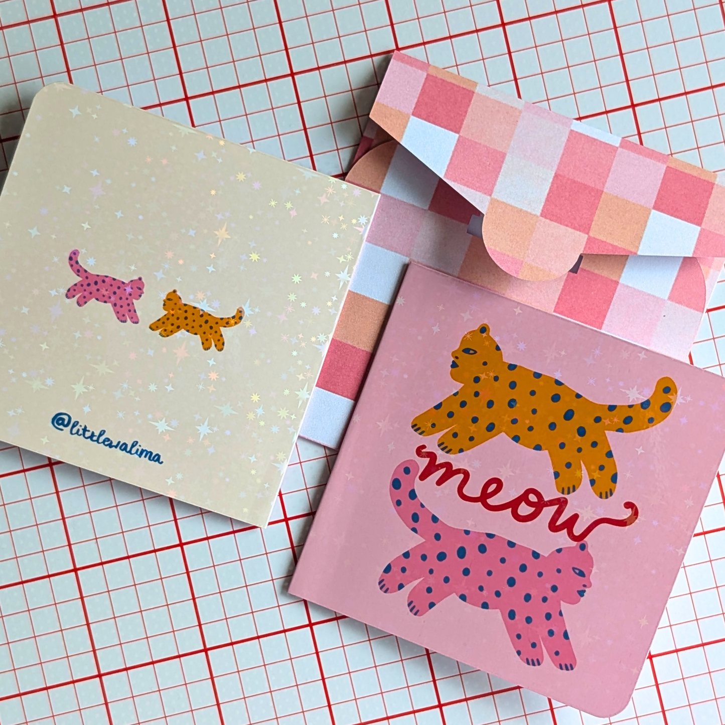Funky Cat Square Card — Couple of Cats