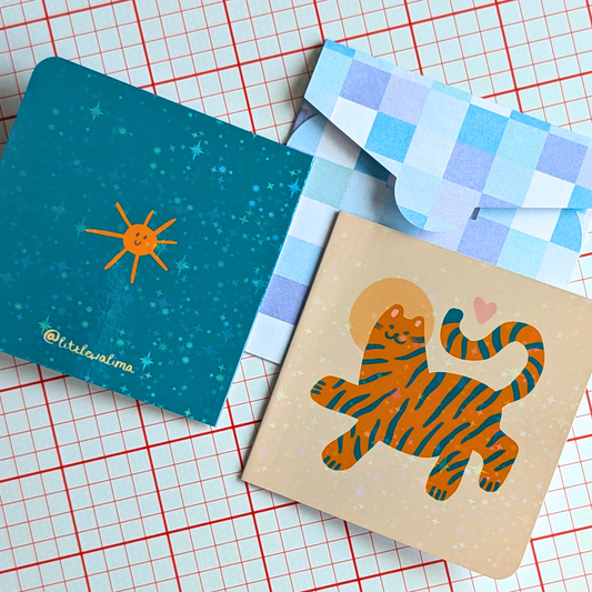 Funky Cat Square Card — Sunny Day Cat