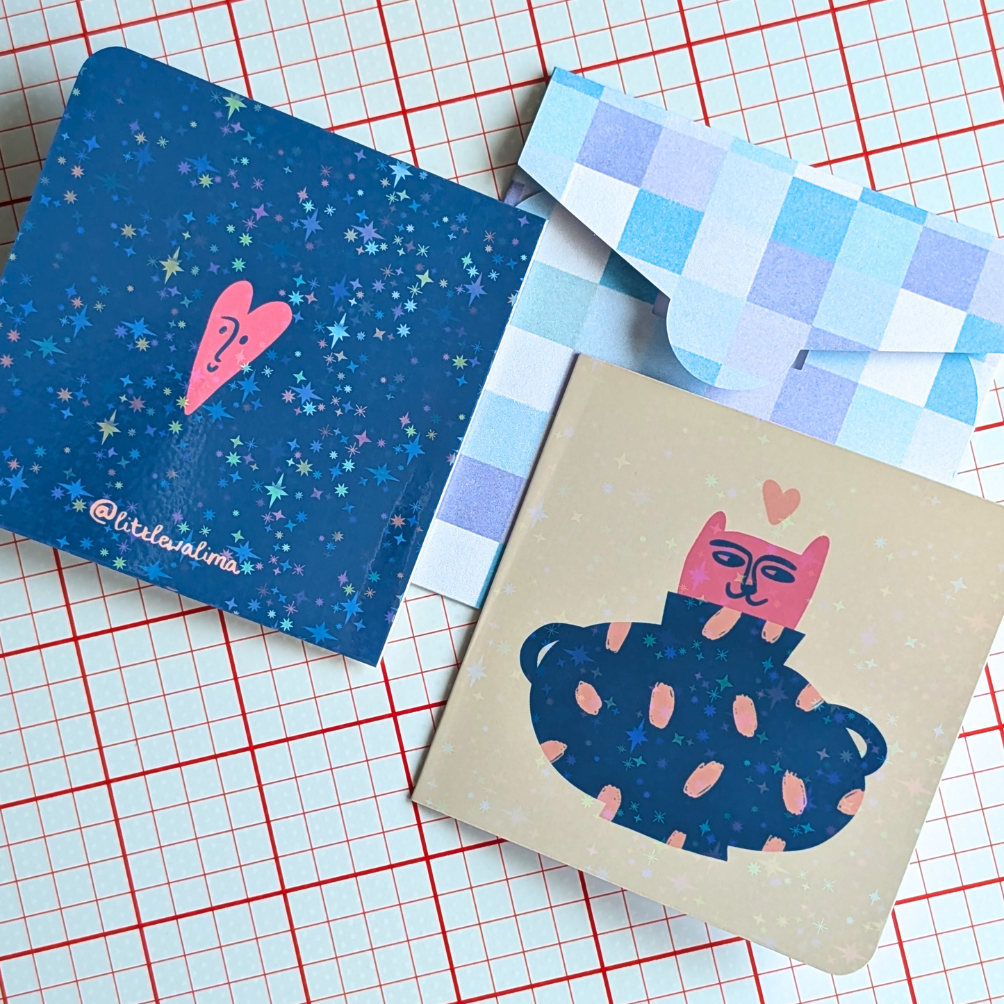 Funky Cat Square Card — Kitty In A Jar