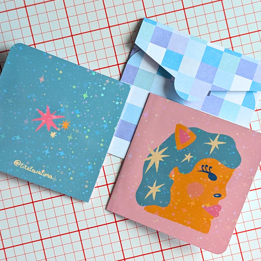 Funky Cat Square Card — Galactic Cat Lady