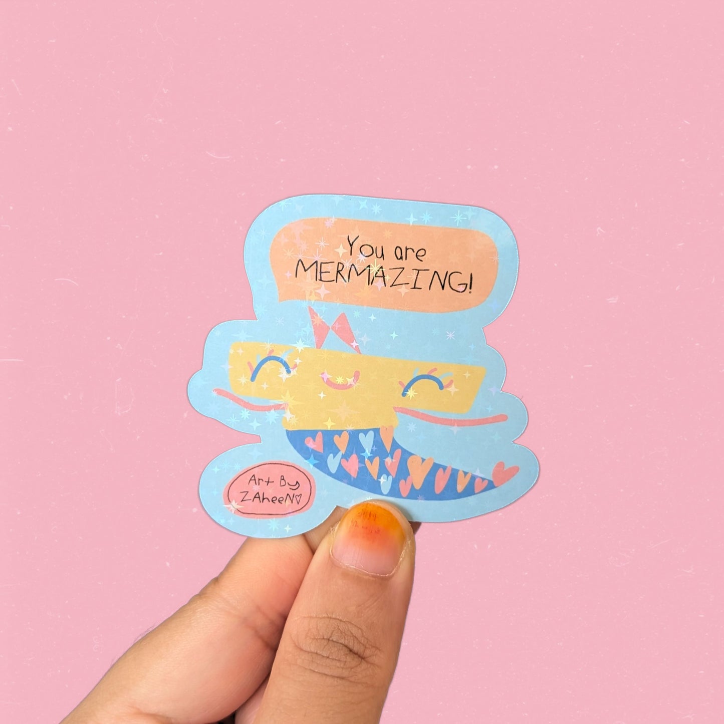 ARTBYZAHEEN©️ Punny Kids Art Fridge Magnet — You Are MERMAZING!