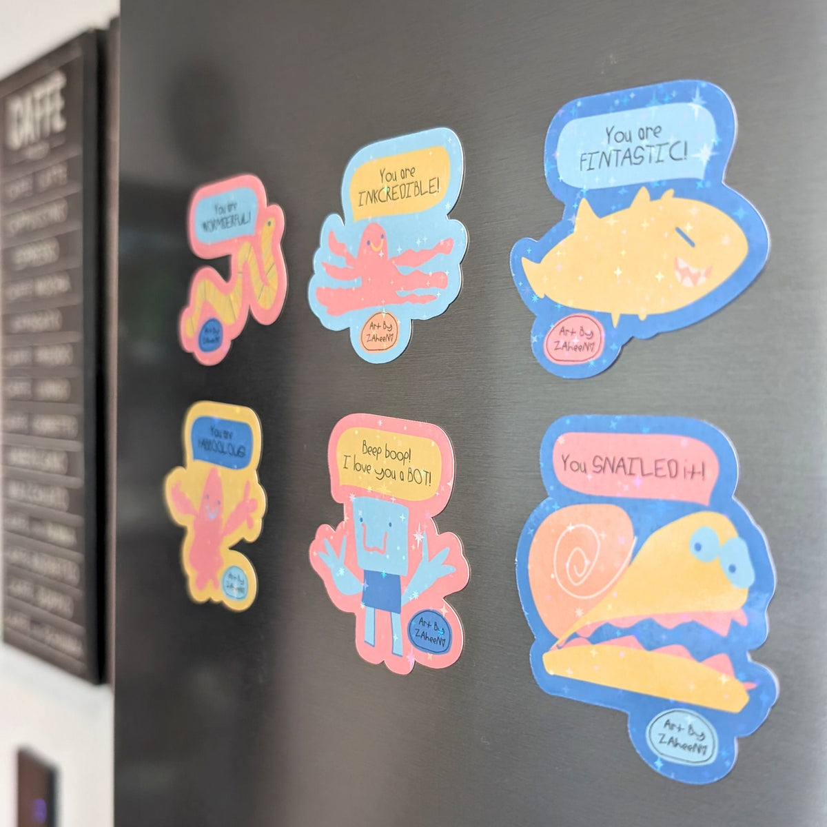 ARTBYZAHEEN©️ Punny Kids Art Fridge Magnet — You Are WORMDERFUL!