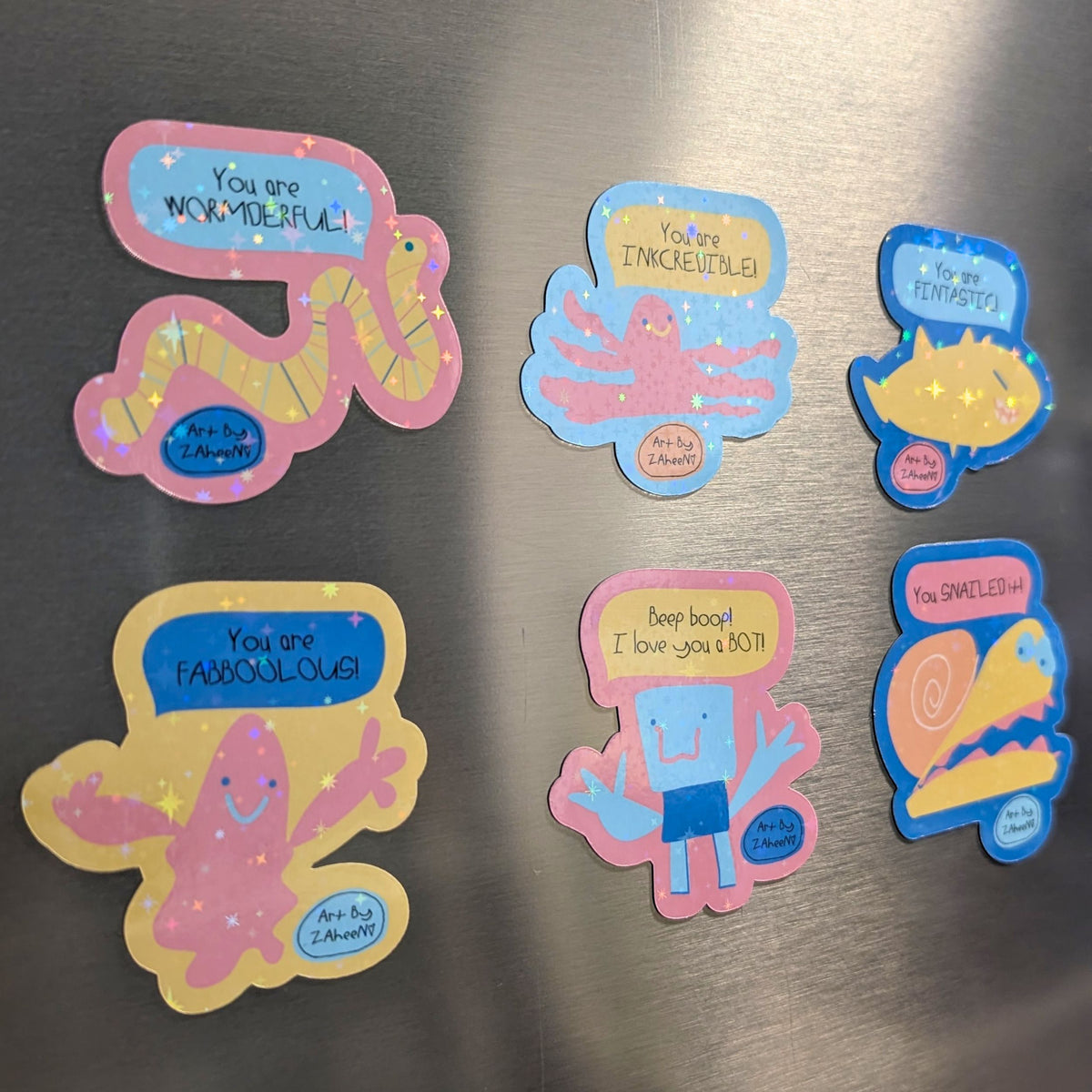 ARTBYZAHEEN©️ Punny Kids Art Fridge Magnet — You Are WORMDERFUL!