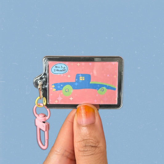 ARTBYZAHEEN©️Cute Kids Art Mix & Match Acrylic Keychain — A Blue Car