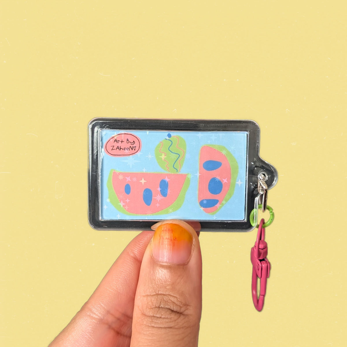 ARTBYZAHEEN©️Cute Kids Art Mix & Match Acrylic Keychain — A Blue Car