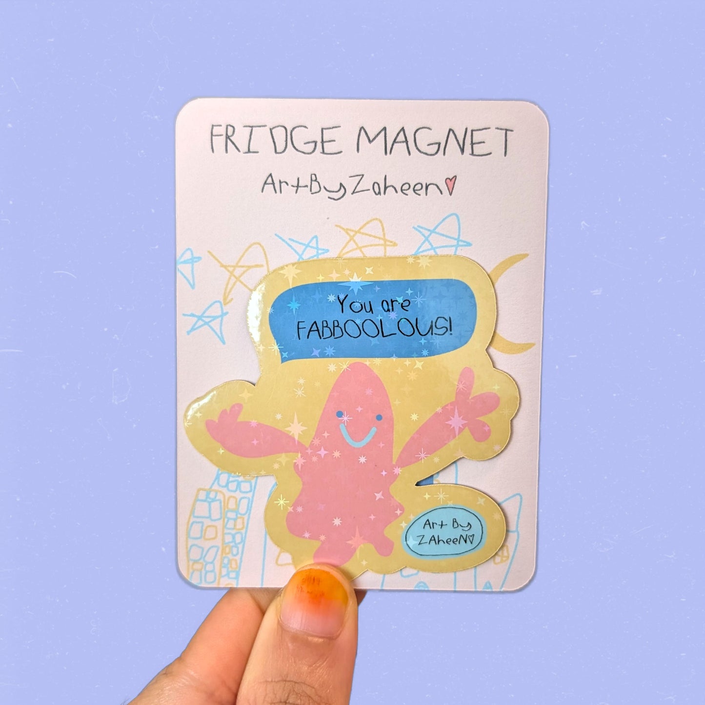 ARTBYZAHEEN©️ Punny Kids Art Fridge Magnet — You Are FABBOOLOUS!