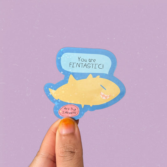 ARTBYZAHEEN©️ Punny Kids Art Fridge Magnet — You Are FINTASTIC!