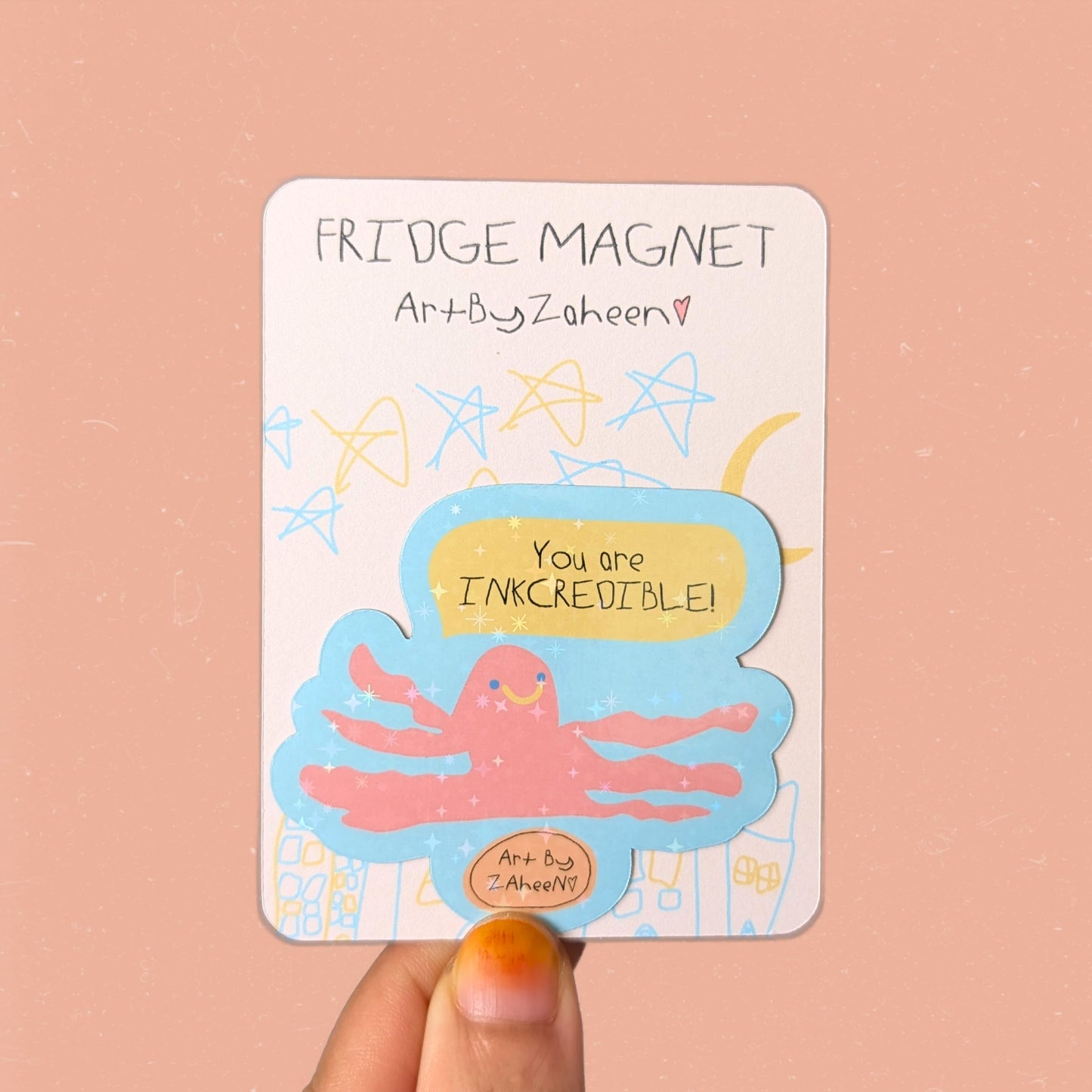 ARTBYZAHEEN©️ Punny Kids Art Fridge Magnet — You Are INKCREDIBLE!