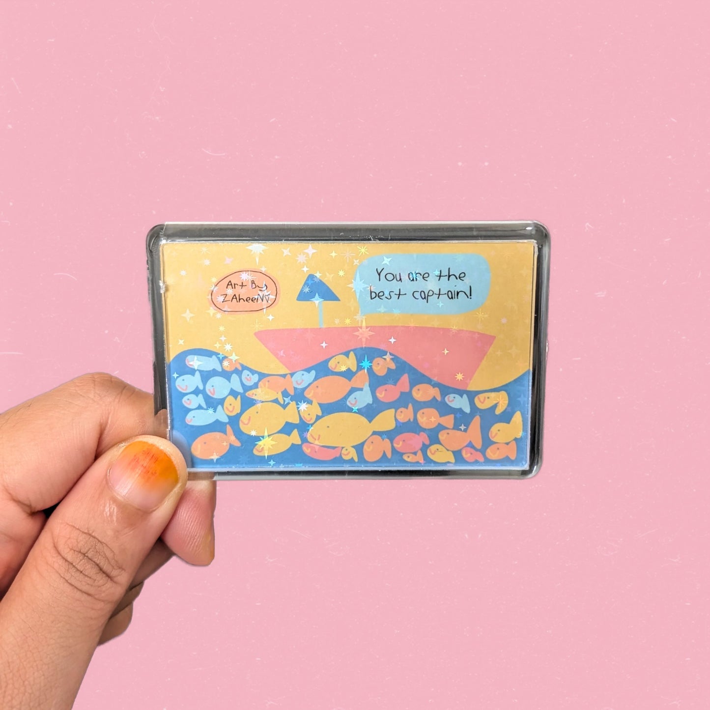 ARTBYZAHEEN©️ Cute Kids Art Acrylic Case Fridge Magnet — You are the best captain!