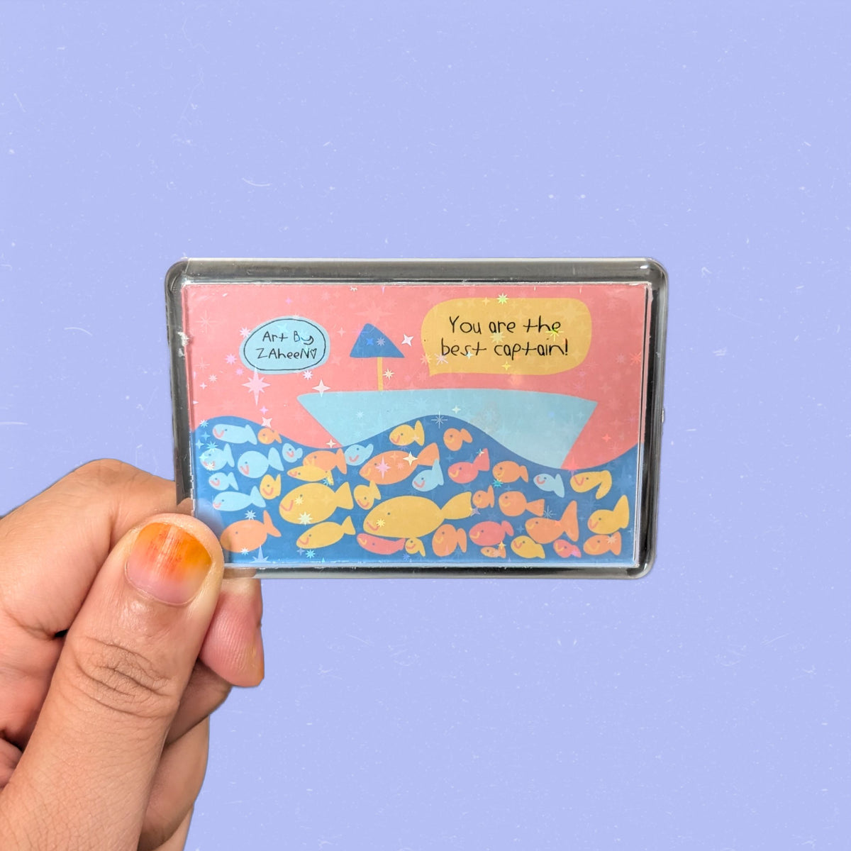 ARTBYZAHEEN©️ Cute Kids Art Acrylic Case Fridge Magnet — You are the best captain!