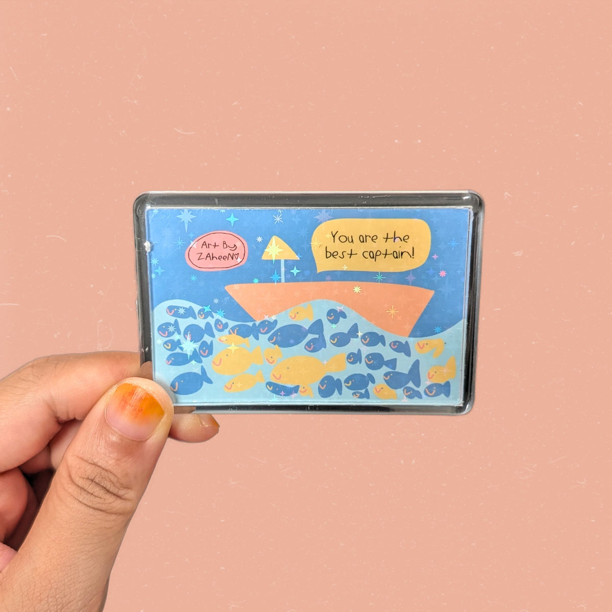 ARTBYZAHEEN©️ Cute Kids Art Acrylic Case Fridge Magnet — You are the best captain!