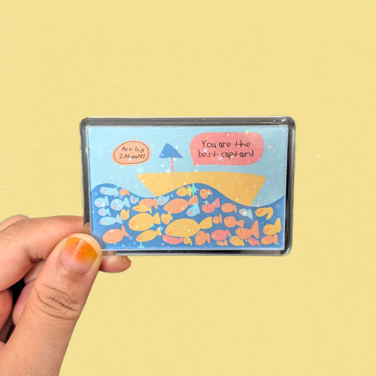 ARTBYZAHEEN©️ Cute Kids Art Acrylic Case Fridge Magnet — You are the best captain!