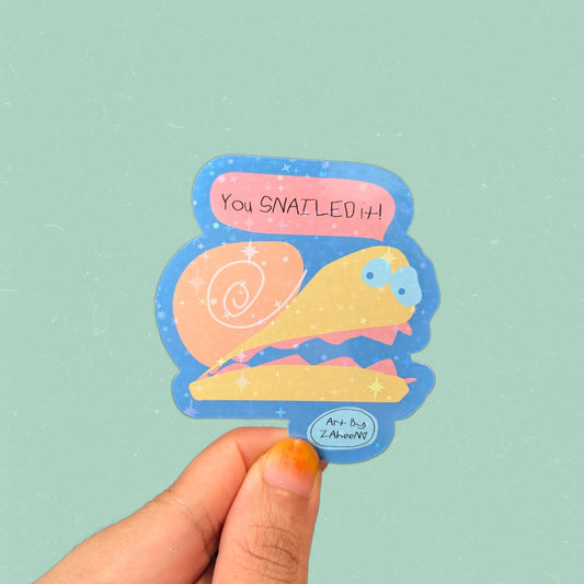 ARTBYZAHEEN©️ Punny Kids Art Fridge Magnet — You SNAILED it!