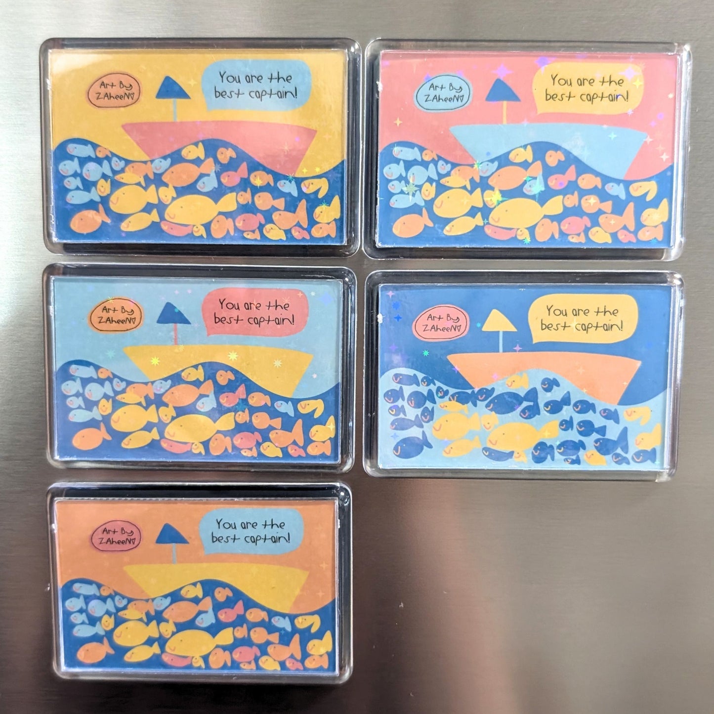 ARTBYZAHEEN©️ Cute Kids Art Acrylic Case Fridge Magnet — You are the best captain!