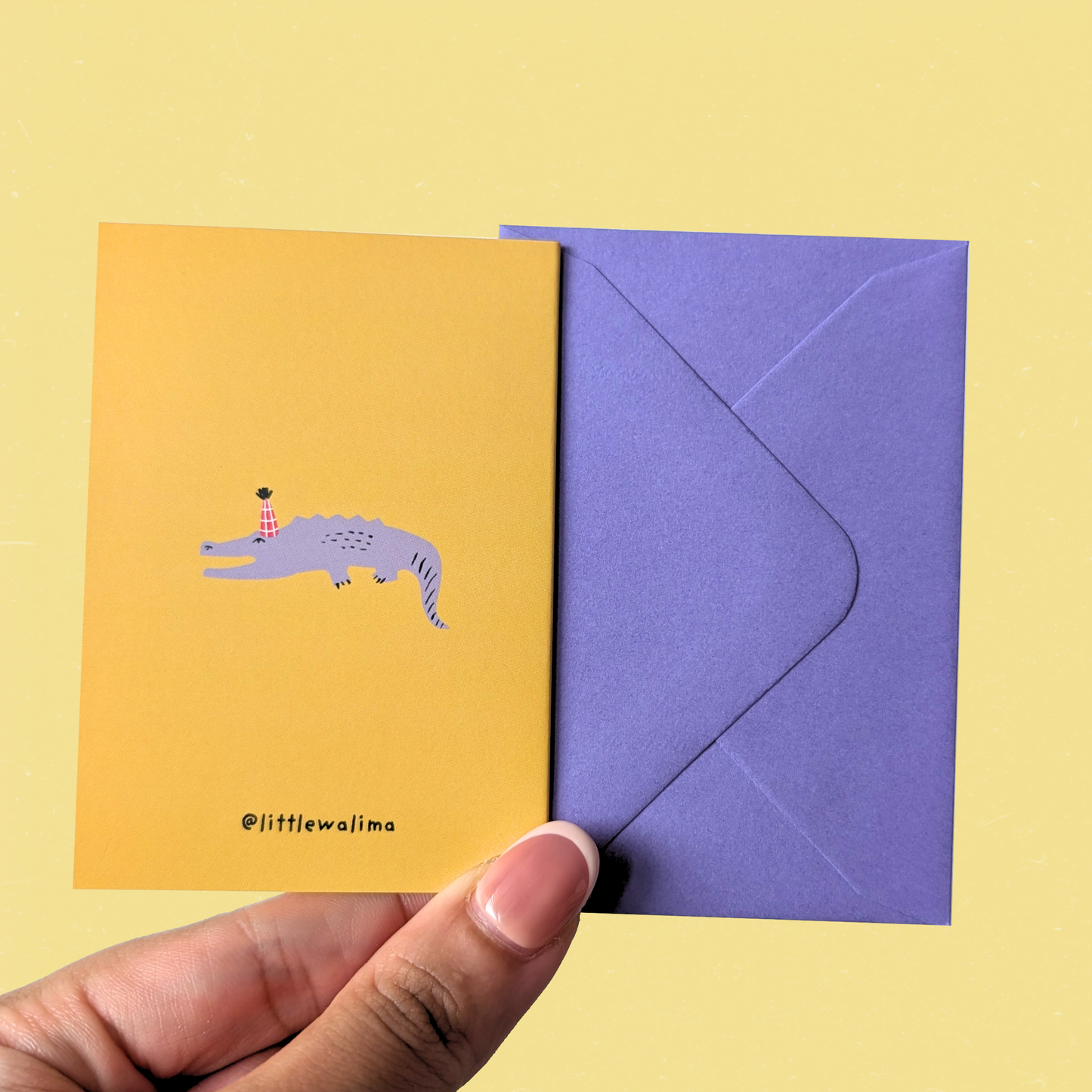 Birthday Animal Mini Card — Happy Burp-Day Crocodile Chomp