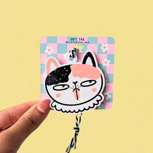 Judgy Cat Face Gift Tag — Bribe Me Hooman