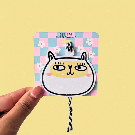 Judgy Cat Face Gift Tag — Check Out The Rug