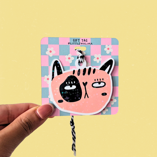 Judgy Cat Face Gift Tag — Nope