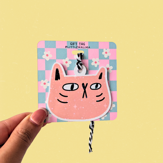Judgy Cat Face Gift Tag — Washing That's Concerning
