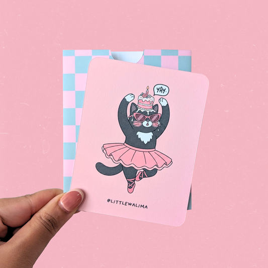 Cat & Cake Medium Card — The Prima Ballerina