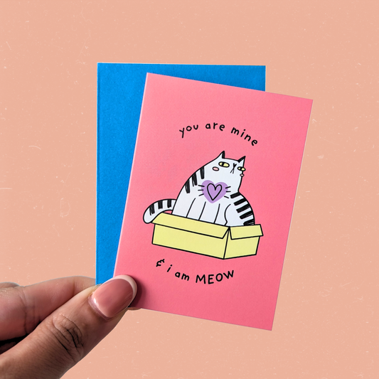 Clingy Cat Mini Card — You Are Mine & I Am MEOW