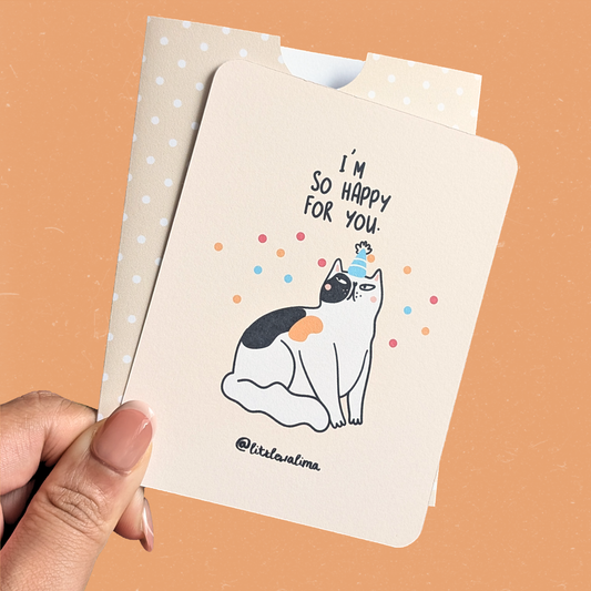 Congrats Cat Medium Card — I'm So Happy For You.