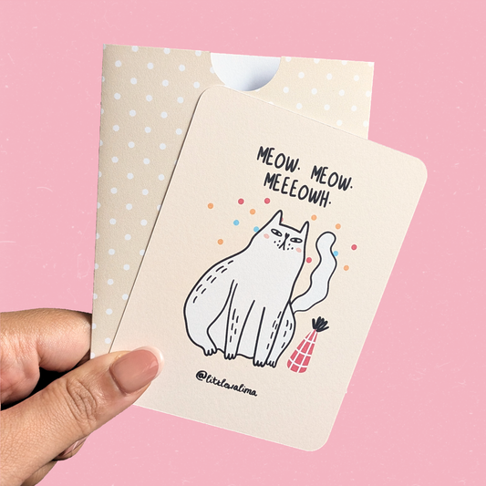 Congrats Cat Medium Card — Meow. Meow. Meeeowh.