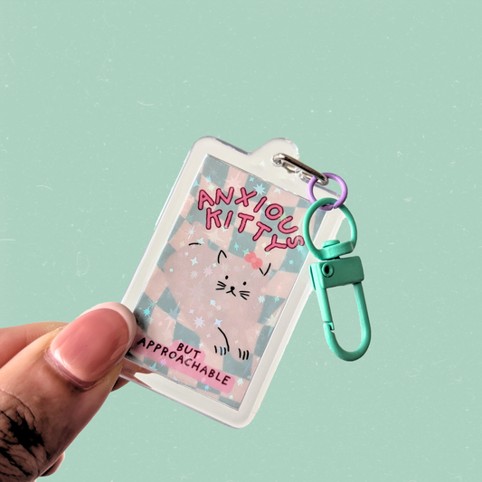 Adorkable Cat Pastel Charm Keychain — Anxious Kitty But Approachable