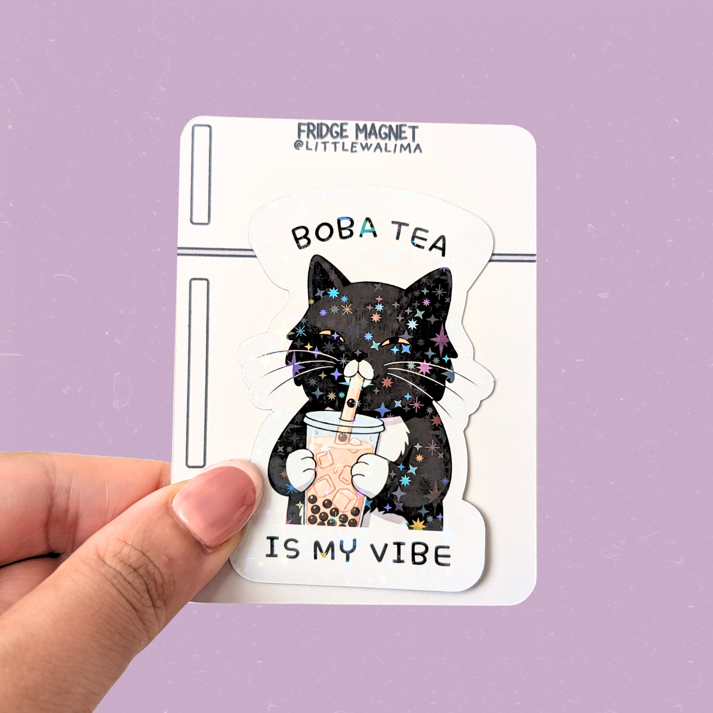 Daily Moods Tuxedo Cat Fridge Magnet — Boba Tea Is My Vibe