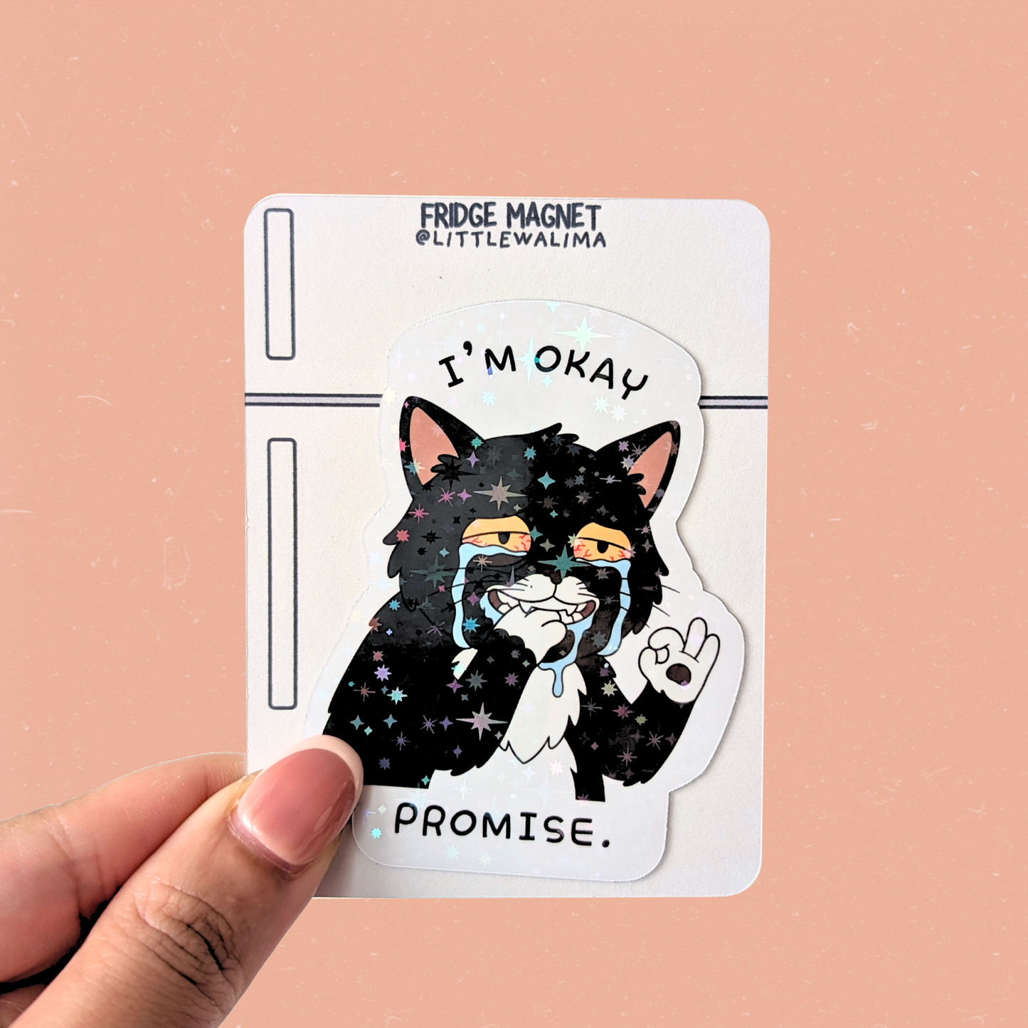 Daily Moods Tuxedo Cat Fridge Magnet — I'm Okay. Promise.