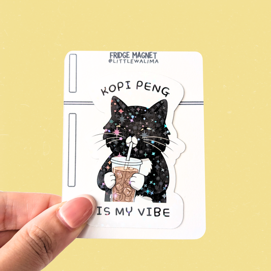 Daily Moods Tuxedo Cat Fridge Magnet —  Kopi Peng Is My Vibe