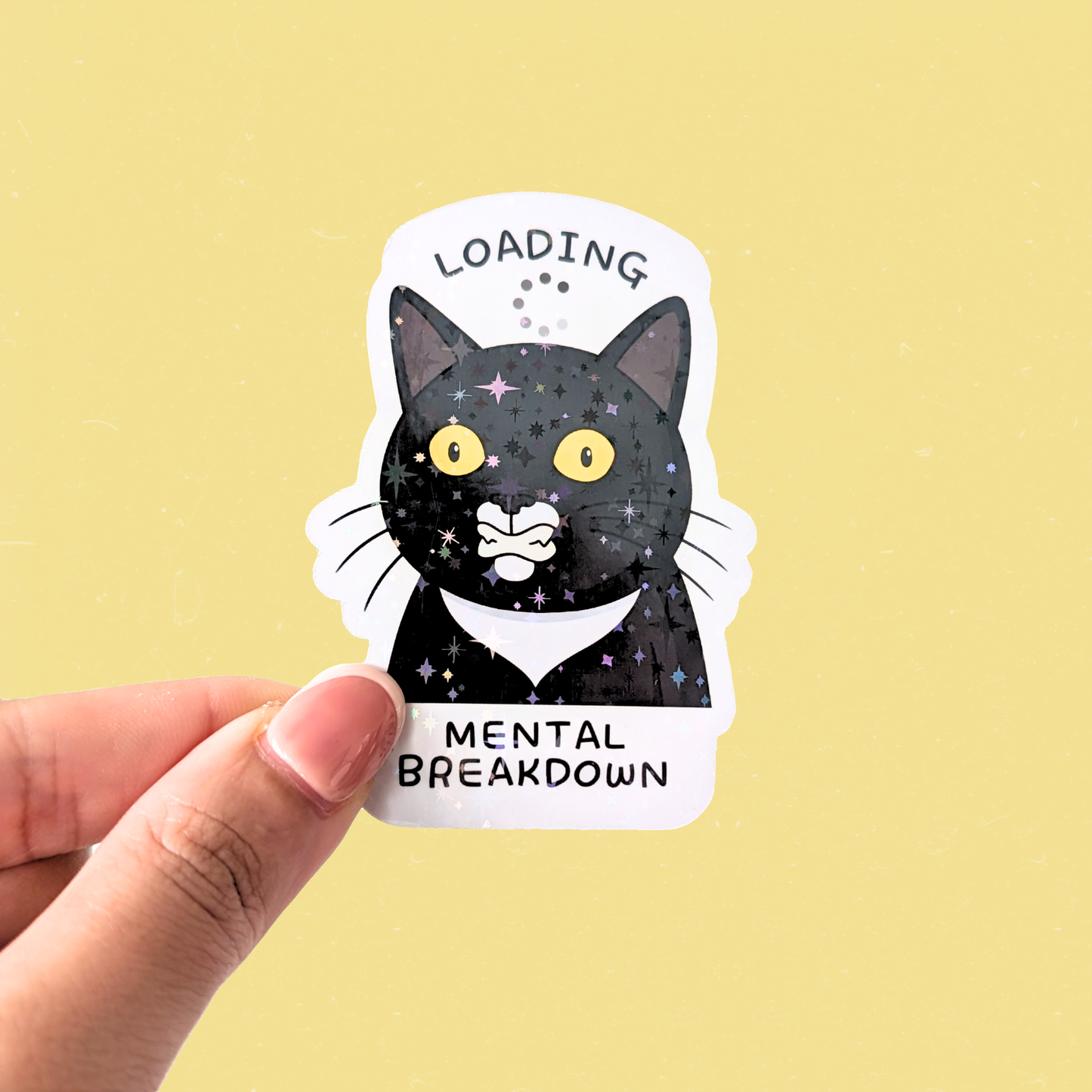Daily Moods Tuxedo Cat Fridge Magnet — Loading Mental Breakdown