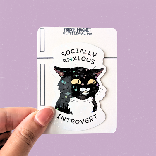 Daily Moods Tuxedo Cat Fridge Magnet — Socially Anxious Introvert