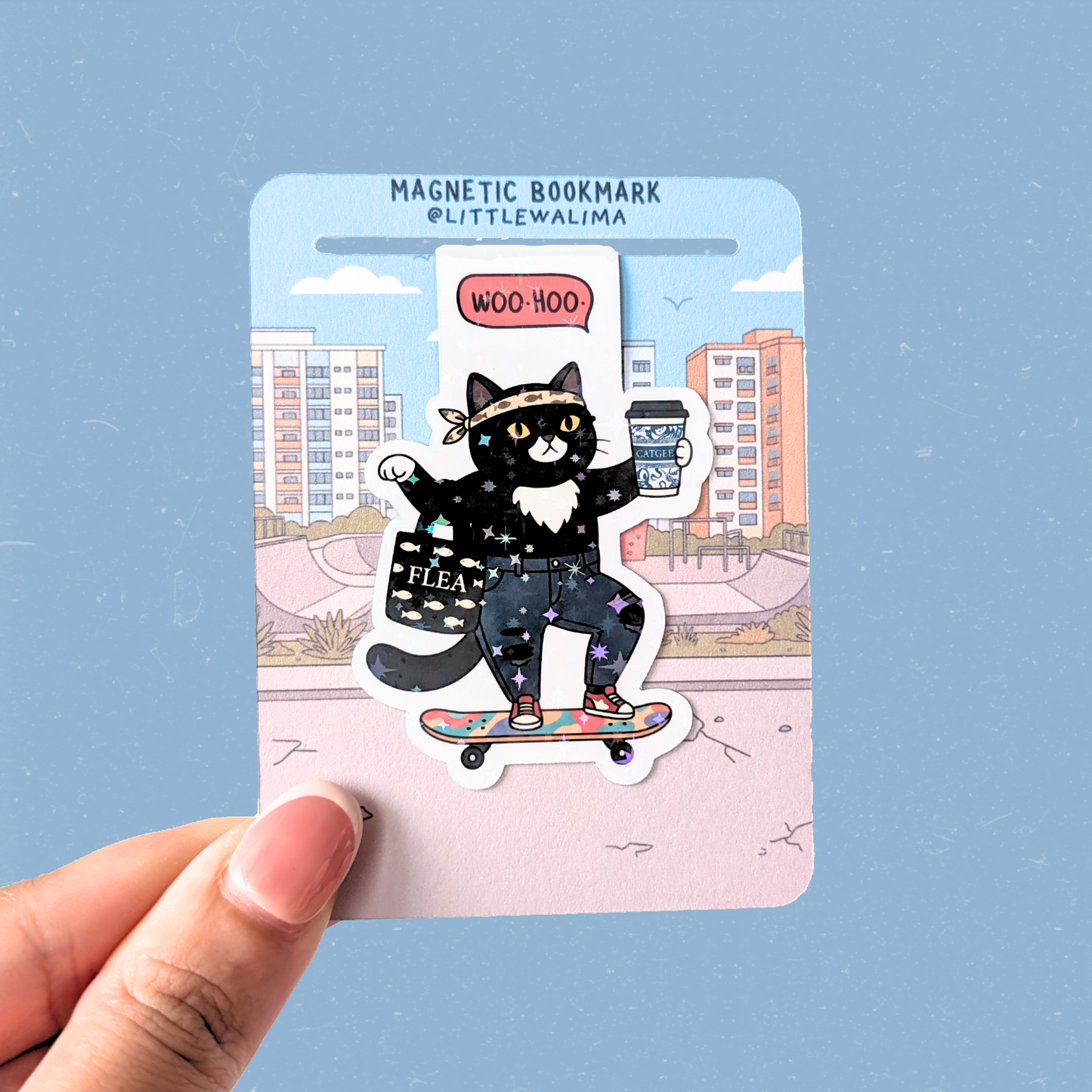 Purr-sonality Cat Magnetic Bookmark — The Skater Cat