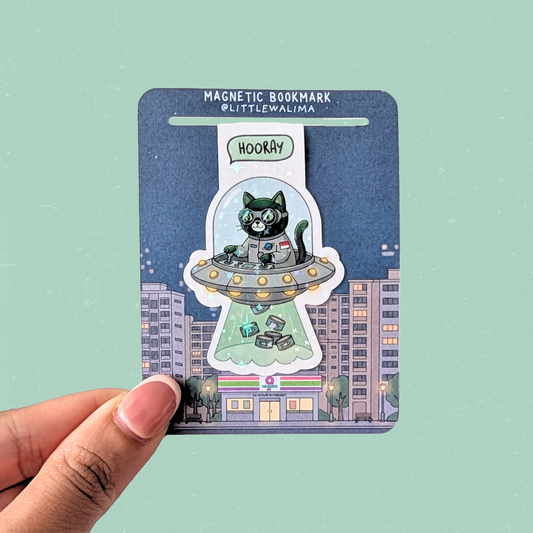 Purr-sonality Cat Magnetic Bookmark — The Space Cadet on UFO