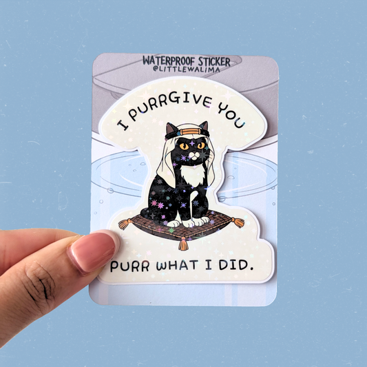 Your Neighborhood Tuxedo Cat Sticker — I Purrgive You Purr What I Did