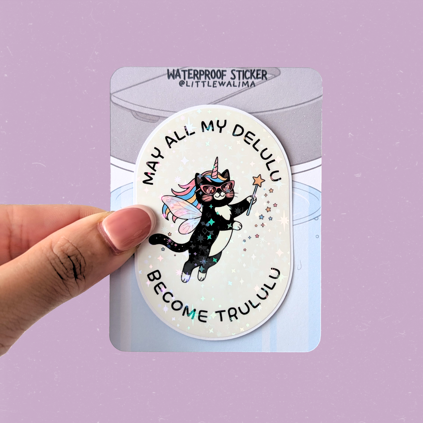 Your Neighborhood Tuxedo Cat Sticker — May All My Delulu Become Trululu